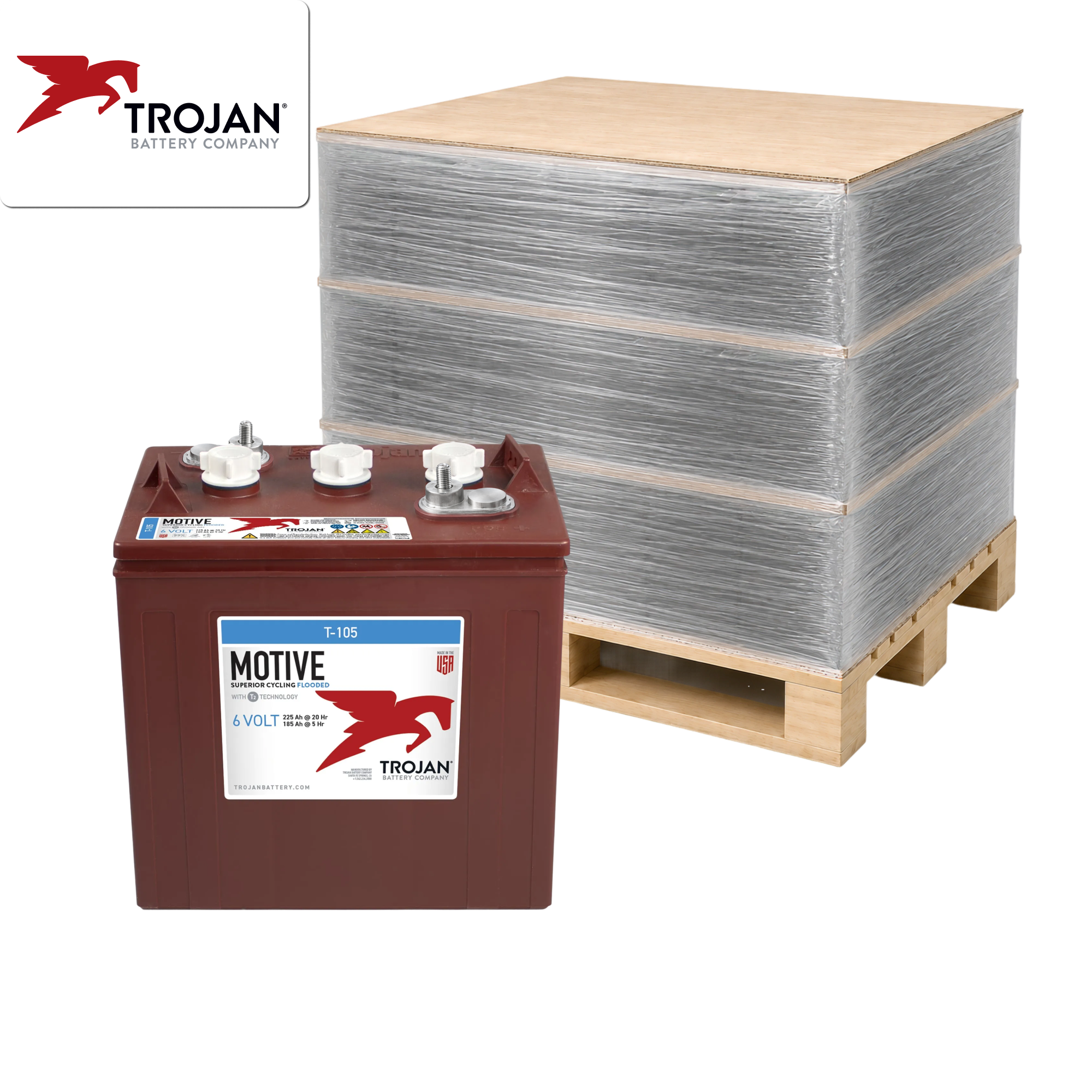 Ehpt Trojan Motive T-105 EHPT 225Ah 6V Deep-Cycle Flooded Battery for Solar ...