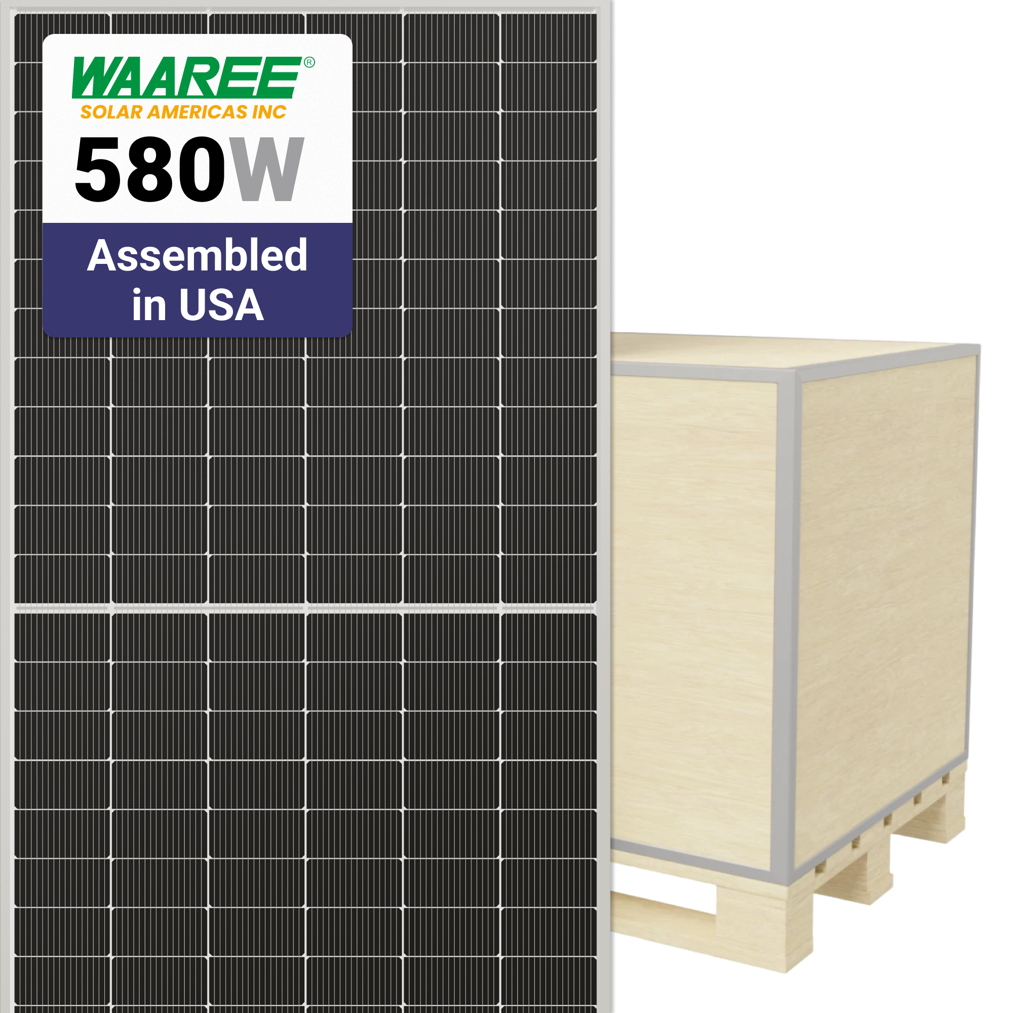 Waaree 580W Solar Panel 144 Cell N-Type Bifacial Dual Glass BIN-08-580 ...