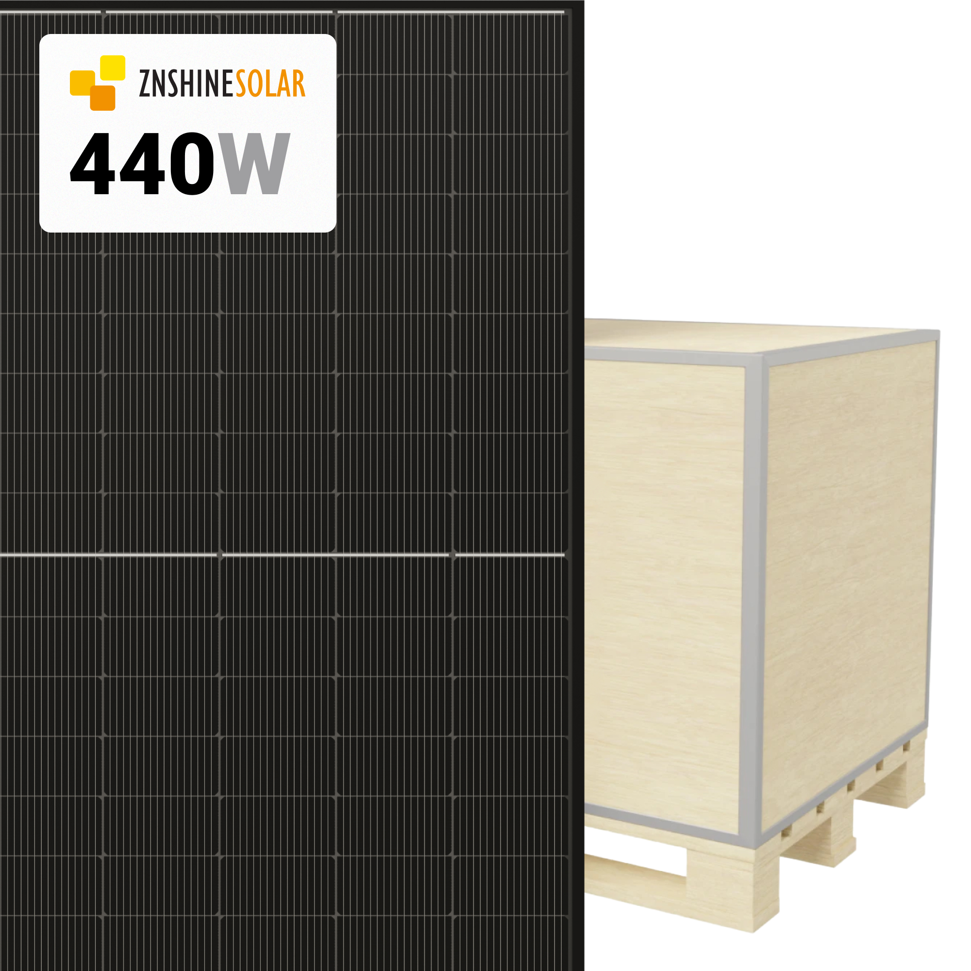 ZNShine Solar 440W Solar Panel 108 Cell All-Black Bifacial ZXM7