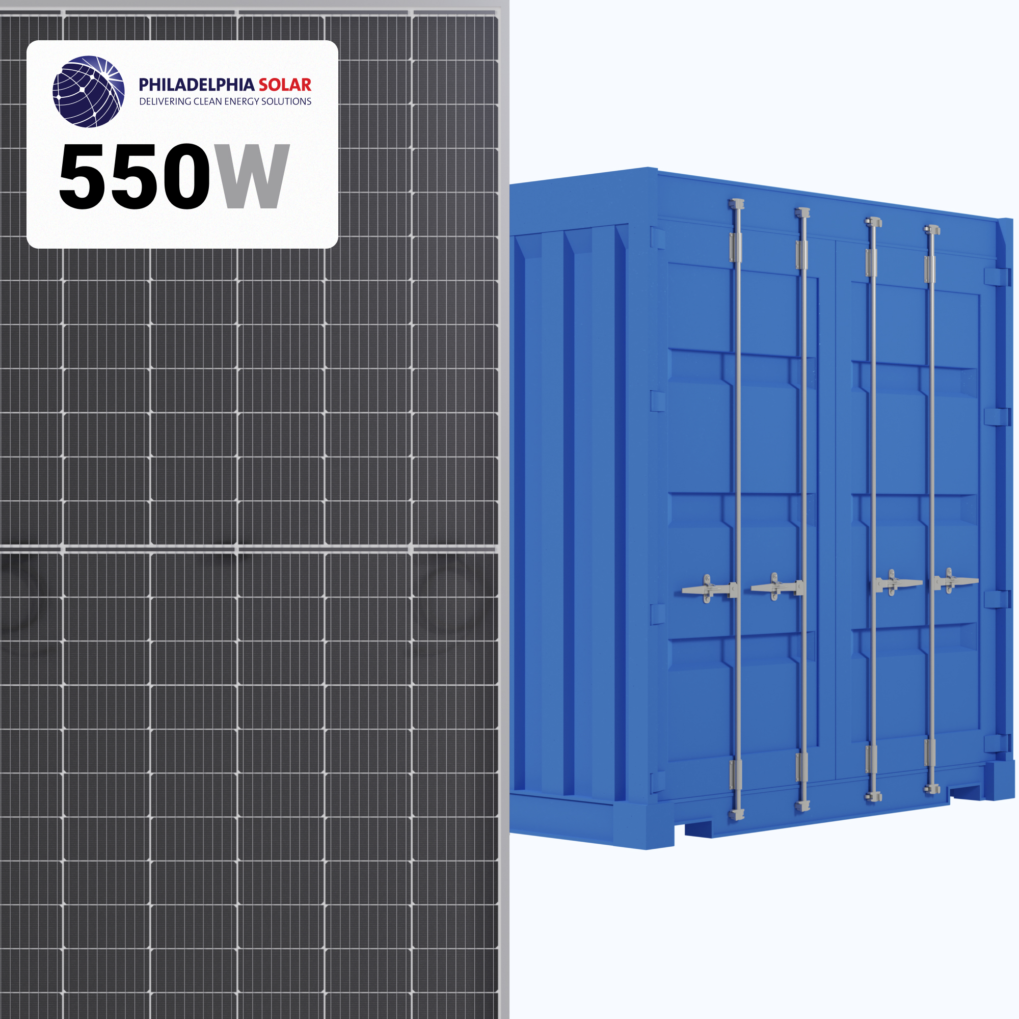 Philadelphia Solar 550W Solar Panel 144 Cell Bifacial M144(HCBF)-550W Container 620 panels at A1 SolarStore