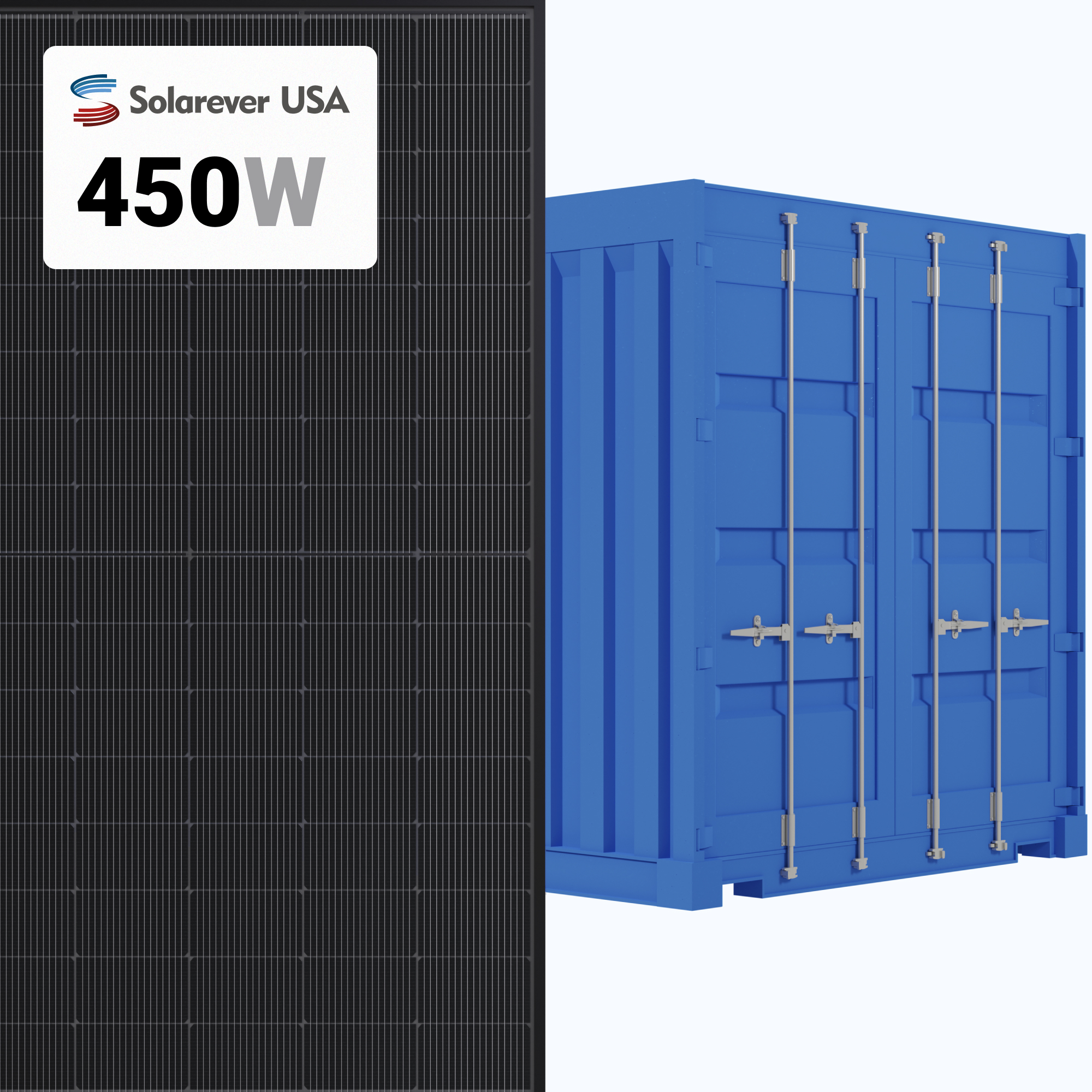 Solarever 450W Solar Panel 96 Cells Mono Perc Bifacial SE-182*105-450M-96-BD Commercial 900 panels per Container at A1 SolarStore