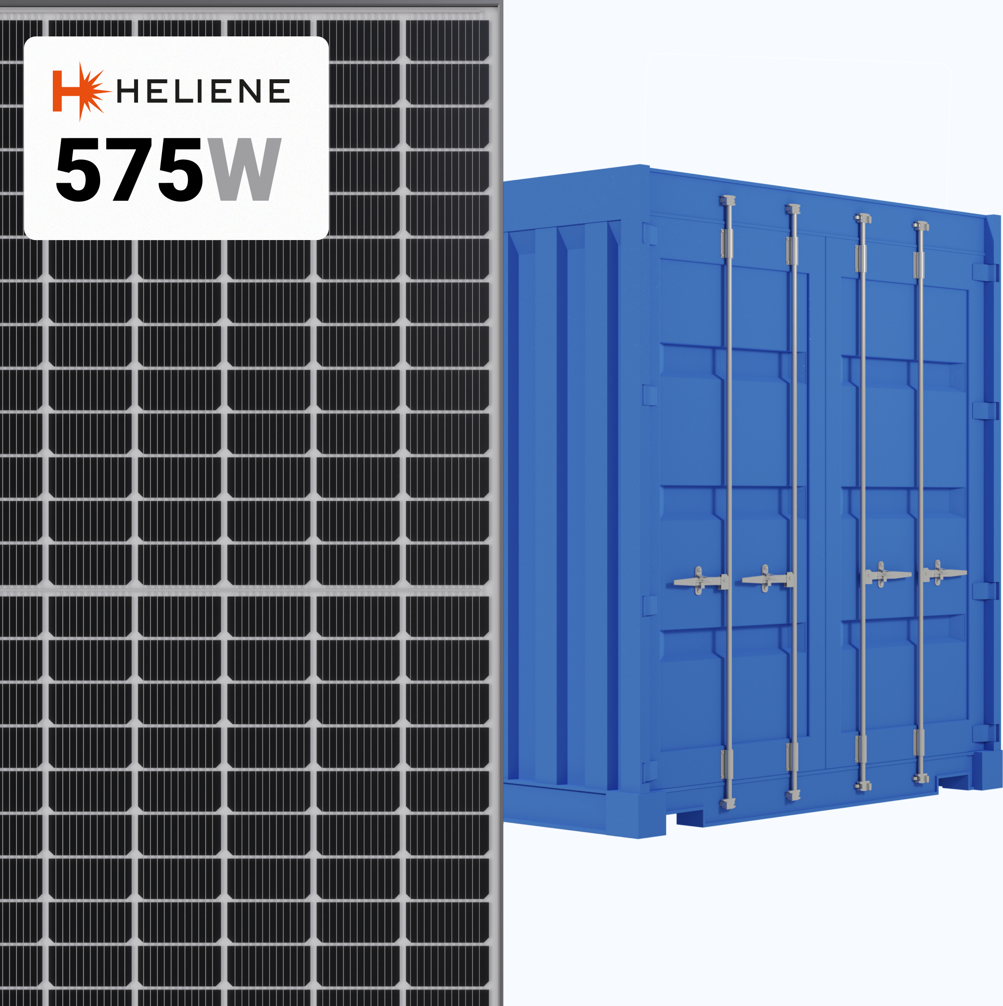 Heliene 575W Solar Panel 156 Cells Bifacial 156M-575-HC-M10BF-SL Commercial 620 panels per Container at A1 SolarStore