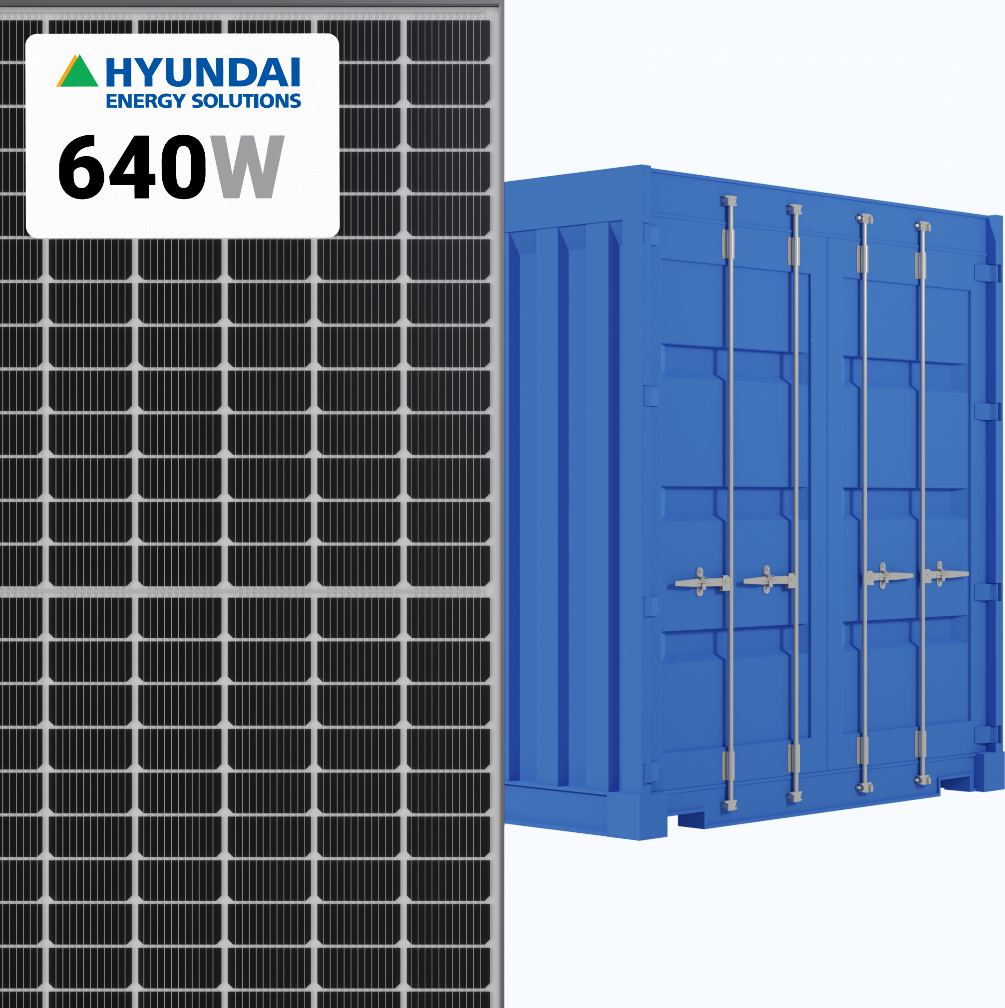 Hyundai 640W Solar Panel 156 cell Bifacial HiN-T640NJ TopCon Commercial 496 panels per Container at A1 SolarStore