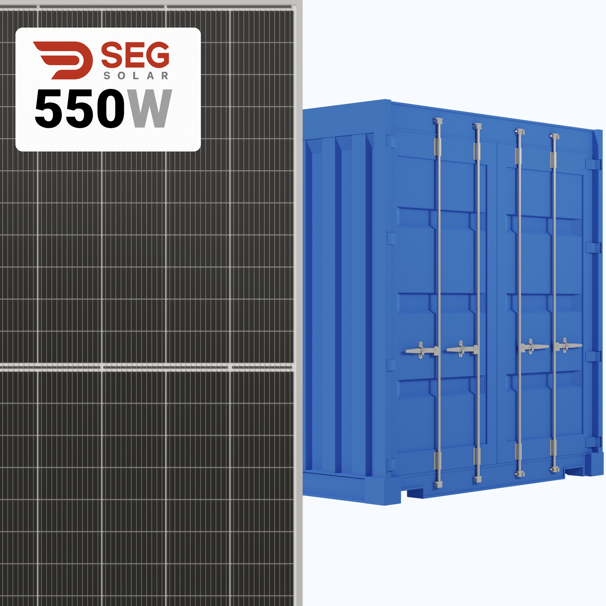 SEG Solar 550W Solar Panel 144 Cell Bifacial SEG-BMA-TB-550 Commercial 620 panels per Container at A1 SolarStore