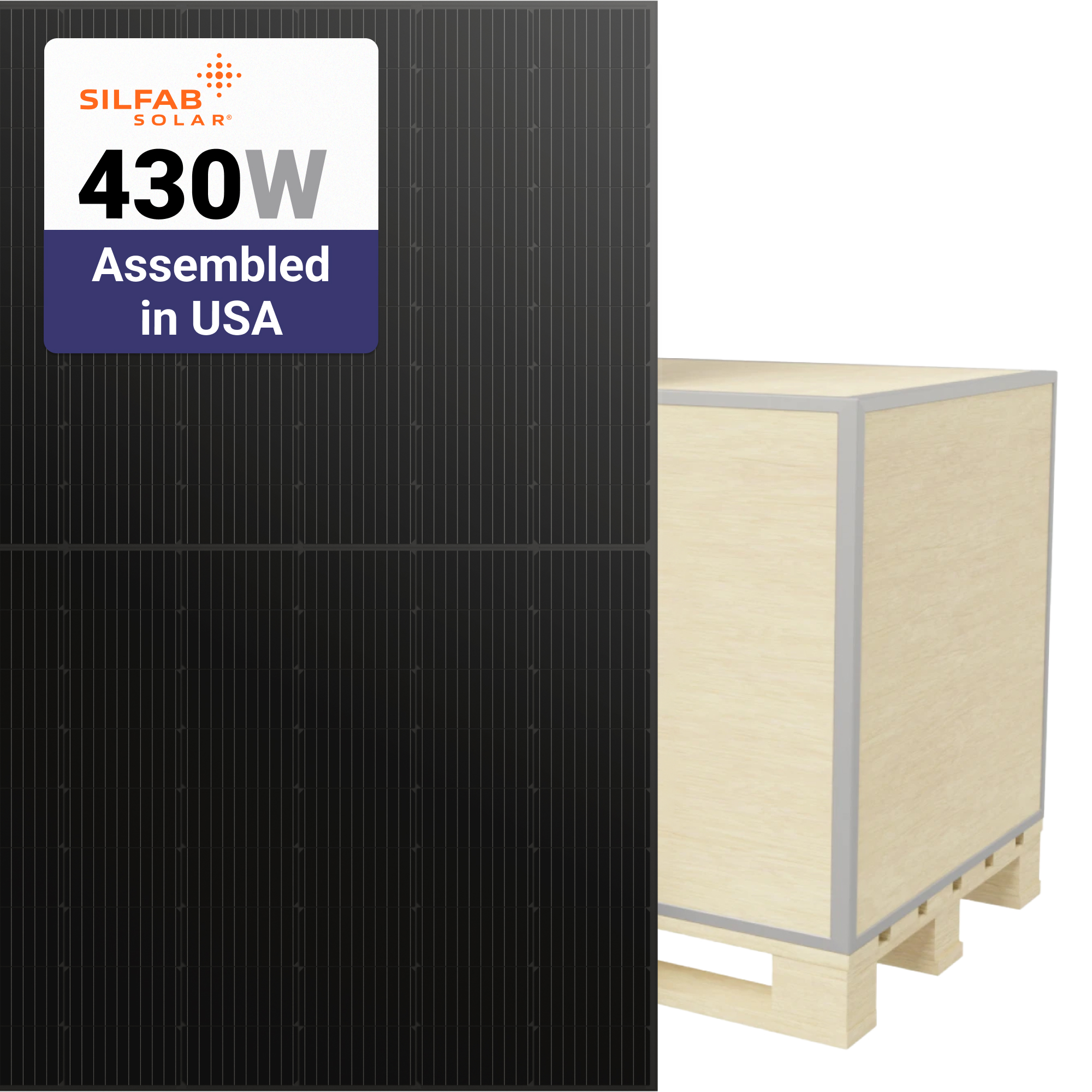 Silfab 430W Solar Panels 108 Cell SIL-430-QD Assembled in USA Wholesale 26 panels per pallet at A1 SolarStore