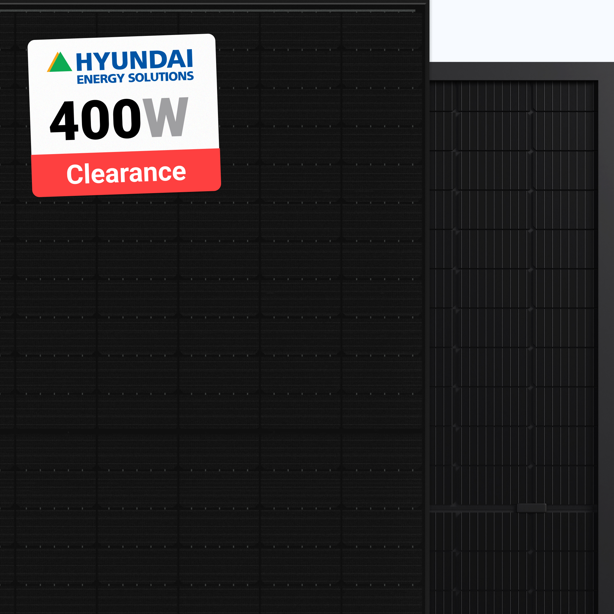 Hyundai 400W Solar Panel 132 Half-Cell BOB Bifacial HiS-S400YH(BK) Clearance at A1 SolarStore