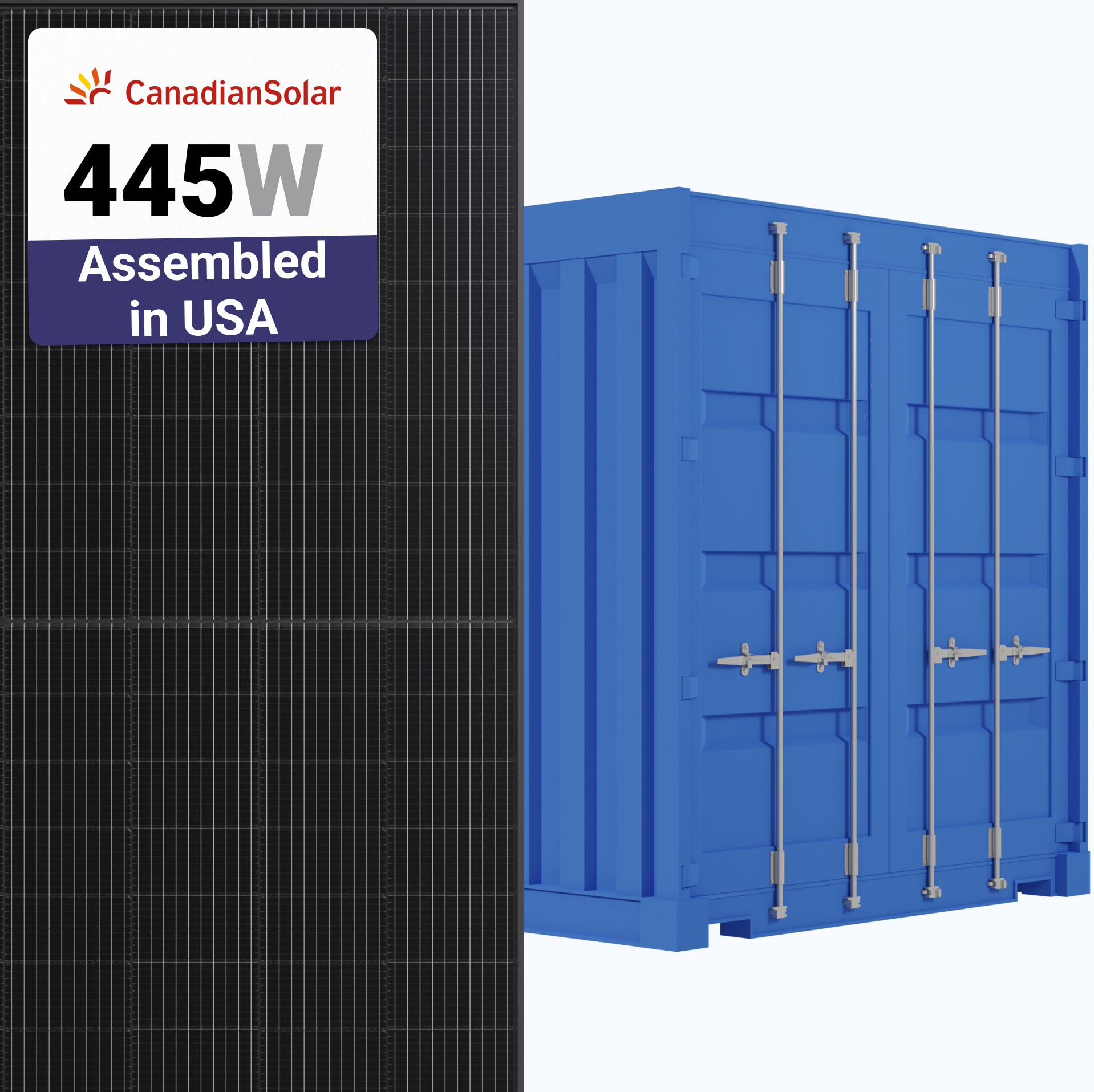 Canadian Solar 445W Solar Panel 108 Cells BOB 6.1-54TM-H-US-445 Assembled in the USA Commercial 720 panels per Container at A1 SolarStore