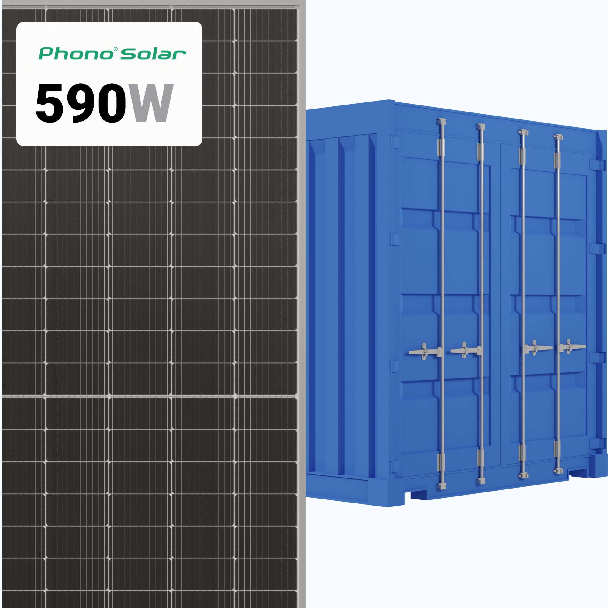 Phono Solar 590W Solar Panel 144 Cells Bifacial PS590M8GF-24/TNH Commercial 720 panels per Container at A1 SolarStore