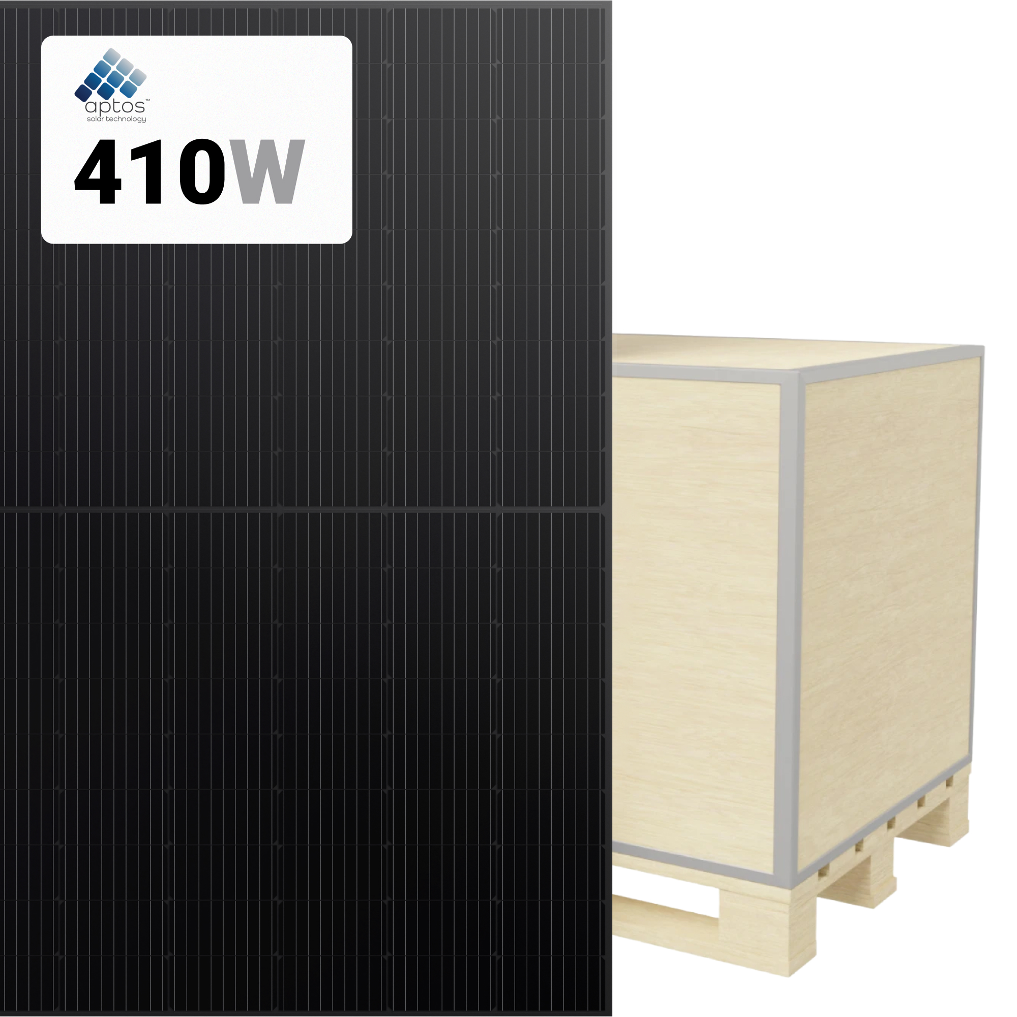 Aptos Solar 410W Solar Panel 108 Cells BOB Bifacial DNA-108-BF10-410W Wholesale 31 panels per pallet at A1 SolarStore