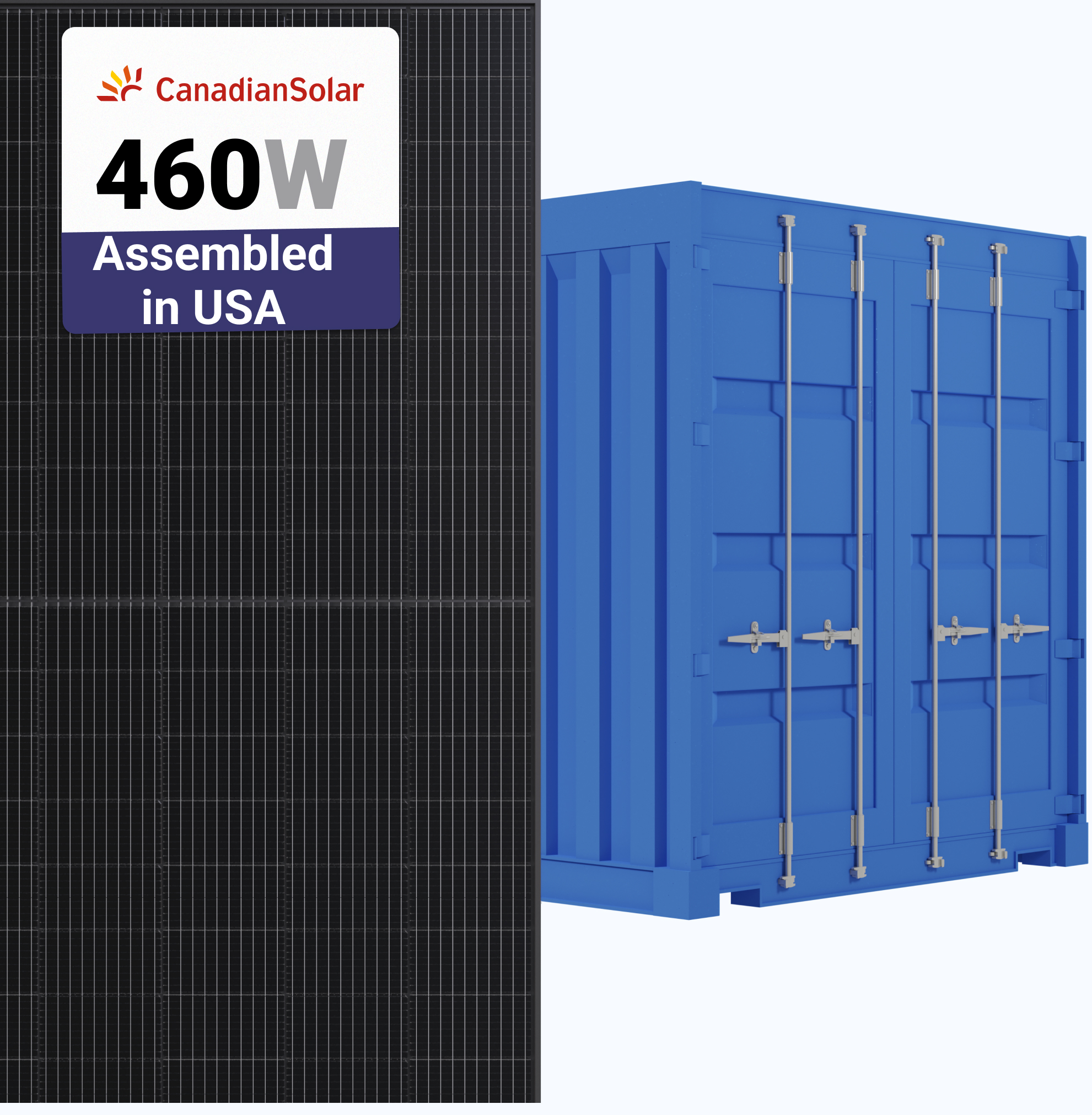 Canadian Solar 460W Solar Panel 108 Cells BOB 6.1-54TM-H-US-460 Assembled in the USA Commercial 720 panels per Container at A1 SolarStore