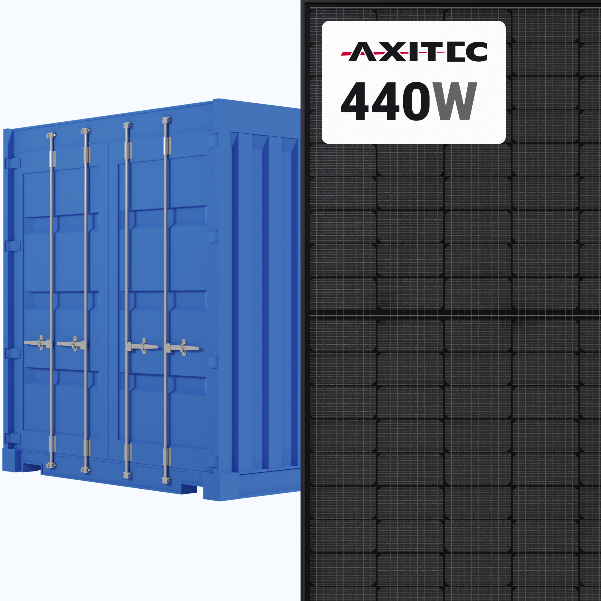Axitec 440W Solar Panel 108 cell Bifacial AC-440TGBL/108BB Commercial 936 per Container at A1 SolarStore