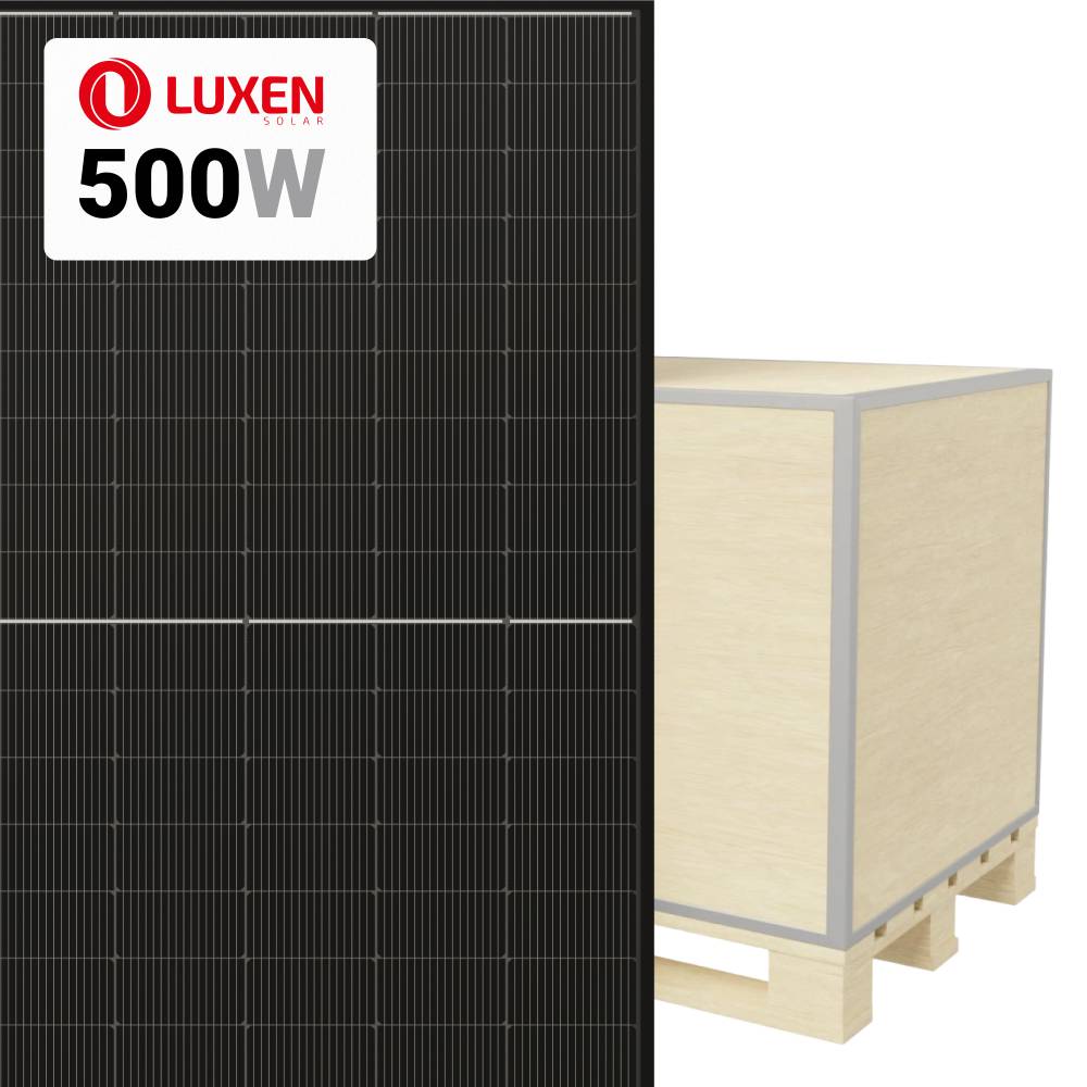 Luxen 500Wp Panneau Solaire N-Type Bifacial Full Black LNDB-500ND - En gros 34 panneaux par palette