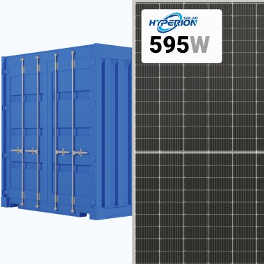 B-GRADE Hyperion (Runergy) 595W Solar Panel 144 Cell N-Type Bifacial Dual Glass HY-DH144N8-595 Commercial 558 panels per container (Truckload)
