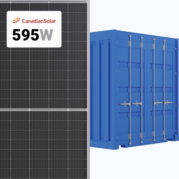 Canadian Solar 595W Solar Panel 132 Cell TOPCon Bifacial CS6.2-66TB-595H Commercial 496 panels per Container (Truckload)