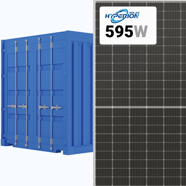 B-GRADE Hyperion (Runergy) 595W Solar Panel 144 Cell N-Type Bifacial Dual Glass HY-DH144N8-595 Commercial 558 panels per container (Truckload)