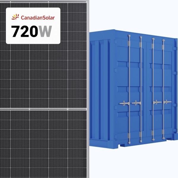 Canadian Solar 720W Solar Panel 132 Cells TOPCon Bifacial CS7N-TB-AG-720 Commercial 496 panels per Container (Truckload)